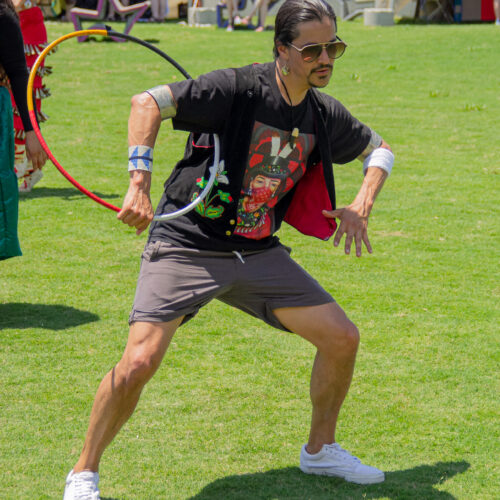 Ty Defoe dancing at Pop-Up Powwow as part of the Live in America Festival.