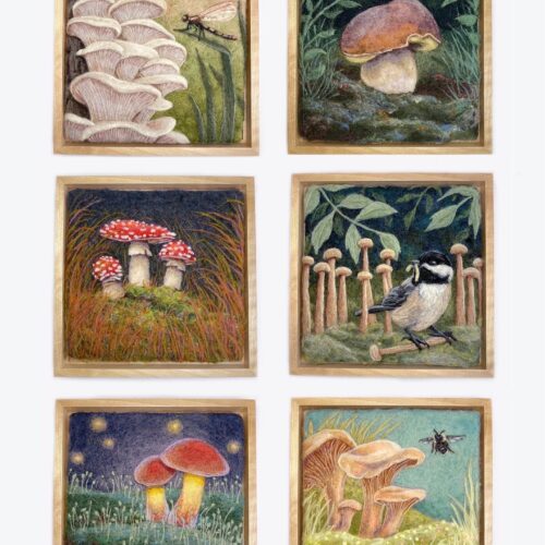 Forest Poem Series, 6 x 6 inches each, needle felted wool on linen, created for Nahcotta Gallery, Portsmouth, NH