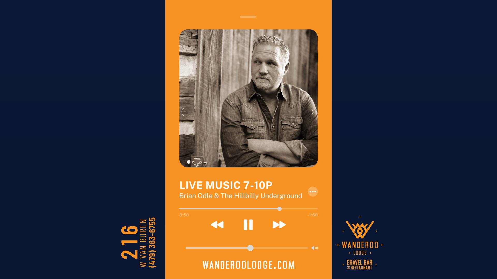 Brian Odle & The Hillbilly Underground at The Gravel Bar at Wanderoo Lodge