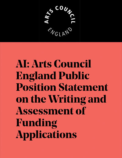 Arts Council of England AI Staement on Writing and Assessment cover